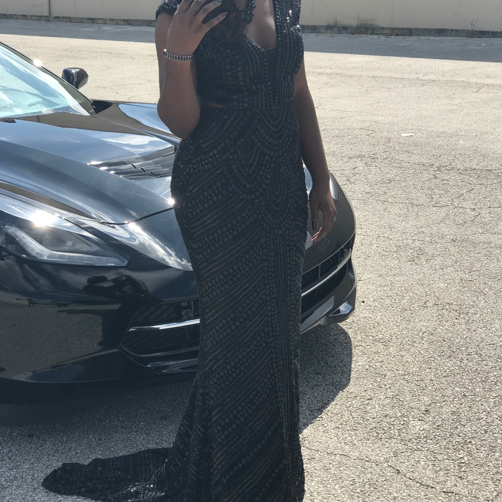 Black Sherri Hill Beaded Gown